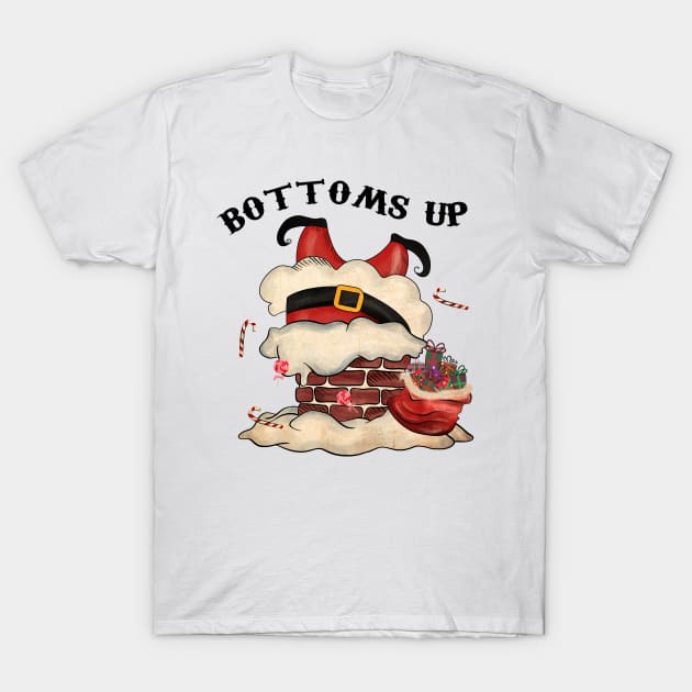 Bottoms Up, Vintage Santa T-Shirt by Bam-the-25th